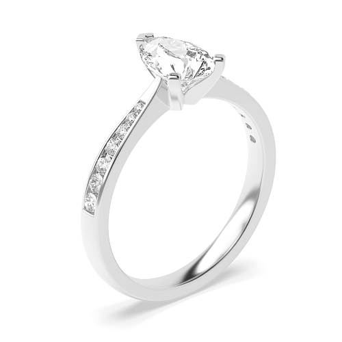 Prong Pear Classic tapered shank Engagement Rings