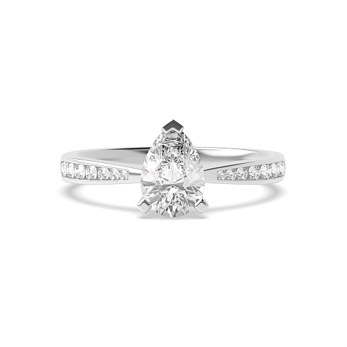 Prong Pear Classic tapered shank Engagement Rings