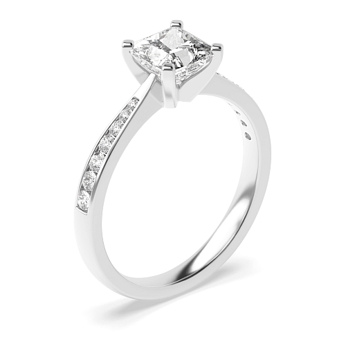 4 Prong Princess Classic tapered shank Engagement Rings