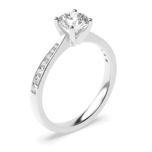 4 Prong Classic Tapered Shank Side Stone Engagement Ring