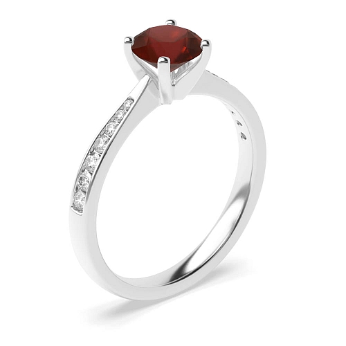 4 Prong Classic tapered shank Garnet Engagement Rings