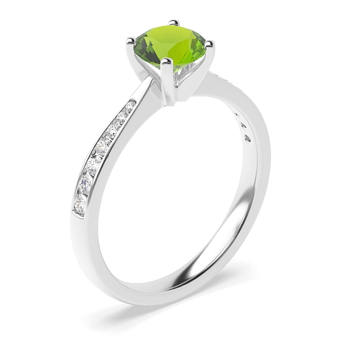 4 Prong Classic tapered shank Peridot Engagement Rings