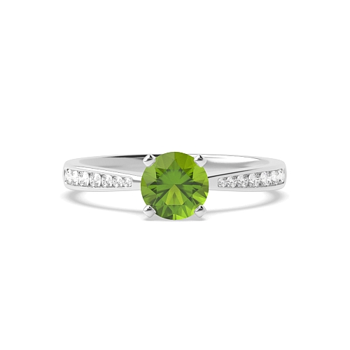 4 Prong Classic tapered shank Peridot Engagement Rings