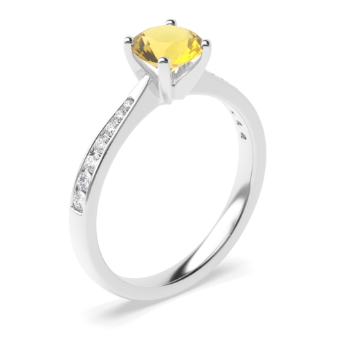 4 Claw Set Round Birthstone Solitaire Diamond Engagement Ring
