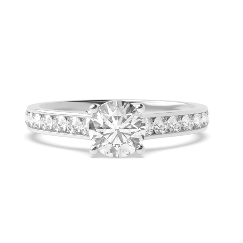 4 Prong Round High Set Lab Grown Diamond Side Stone Engagement Ring