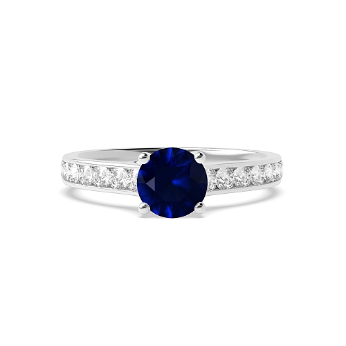 4 Prong Round High set Blue Sapphire Engagement Rings