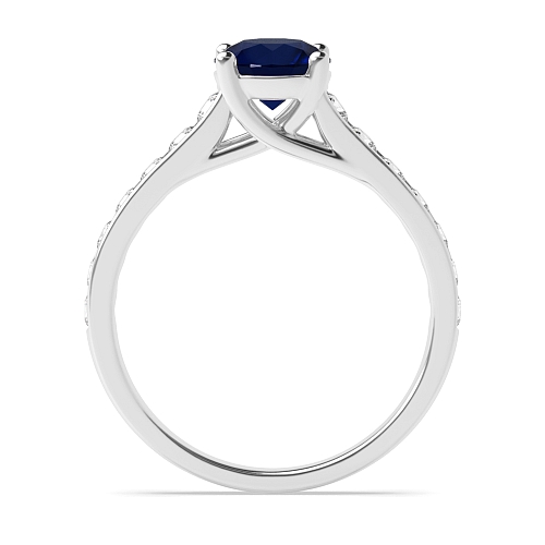 4 Prong Round High set Blue Sapphire Engagement Rings