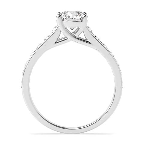 4 Prong Round High Set Lab Grown Diamond Side Stone Engagement Ring