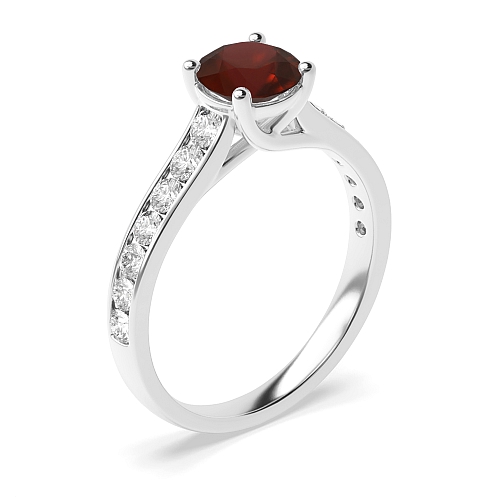 4 Prong Round High set Garnet Engagement Rings