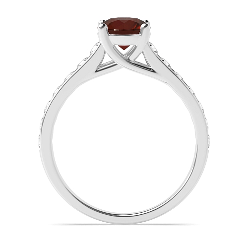 4 Prong Round High set Garnet Engagement Rings