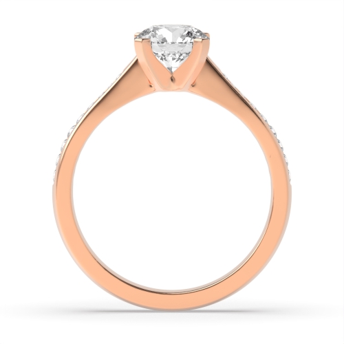 4 Prong Round Rose Gold Tapering shoulder box claw Engagement Rings