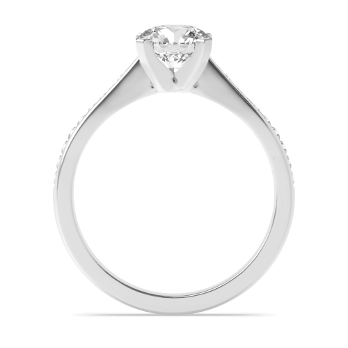 4 Prong Round Silver Tapering shoulder box claw Engagement Rings