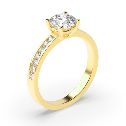 4 Prong Round Yellow Gold Basket setting Engagement Rings
