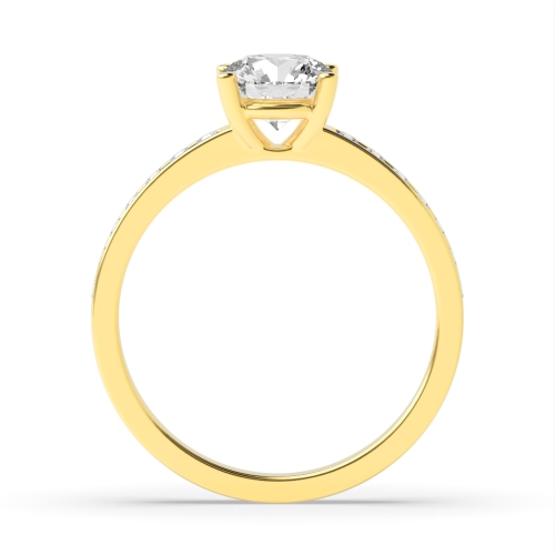4 Prong Round Yellow Gold Basket setting Engagement Rings