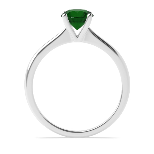 4 Prong Open Set Tapering Shoulder Emerald Solitaire Engagement Ring