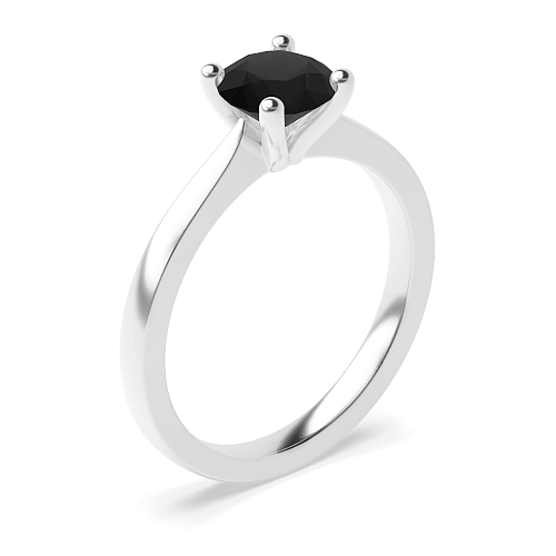 Open set tapering shoulder Black Diamond Engagement Rings