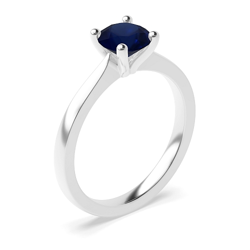 Open set tapering shoulder Blue Sapphire Engagement Rings