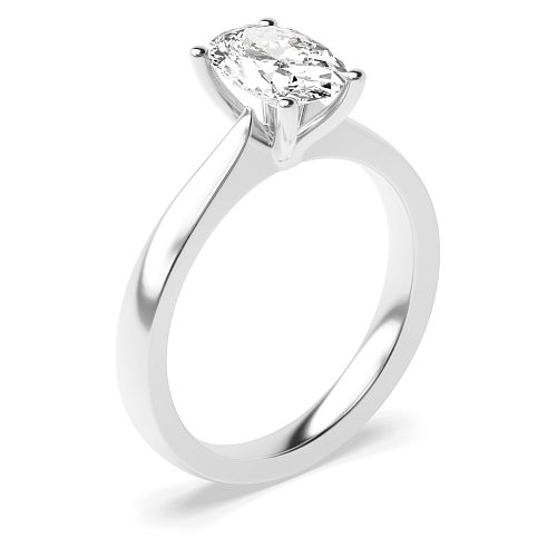 Oval Open set tapering shoulder Solitaire Engagement Rings