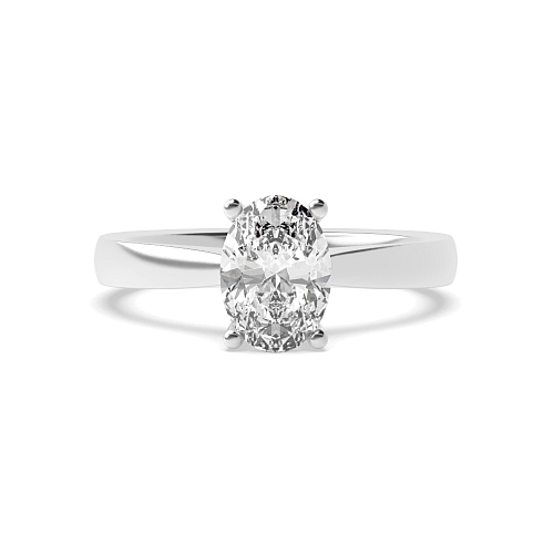Oval Open set tapering shoulder Solitaire Engagement Rings