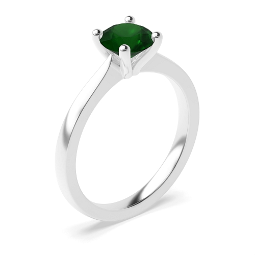 Open set tapering shoulder Emerald Engagement Rings
