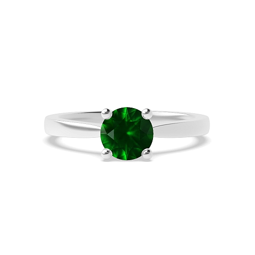 Open set tapering shoulder Emerald Engagement Rings
