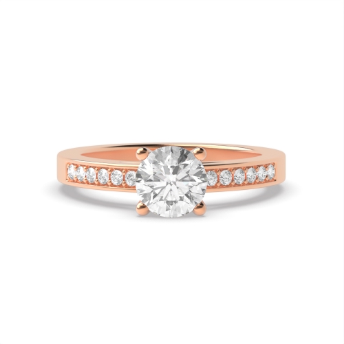 4 Prong Round Rose Gold Straight shoulder Engagement Rings
