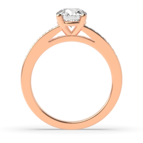 4 Prong Round Rose Gold Straight shoulder Engagement Rings