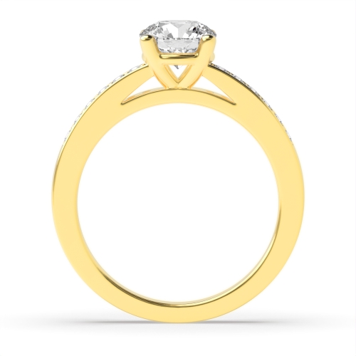 4 Prong Round Yellow Gold Straight shoulder Engagement Rings