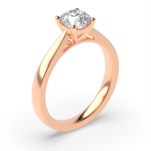 Simple Engagement Ring 4 Prong Setting Round Solitaire Diamond Ring