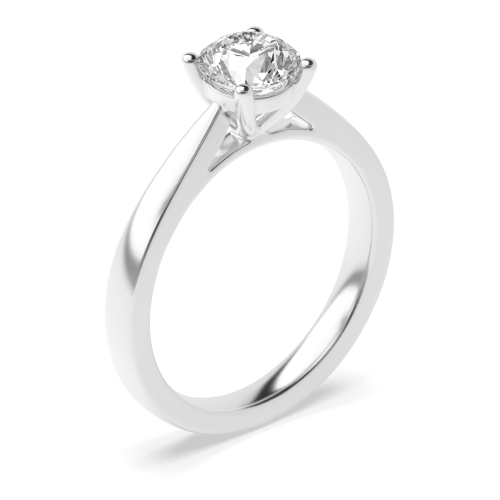 Simple Engagement Ring 4 Prong Setting Round Solitaire Moissanite Ring