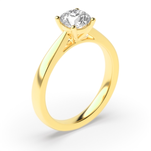 Simple Engagement Ring 4 Prong Setting Round Solitaire Diamond Ring