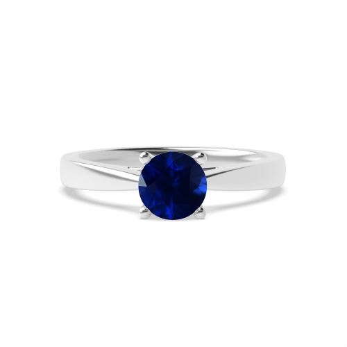 4 Prong Round Raised set classic Blue Sapphire Engagement Rings
