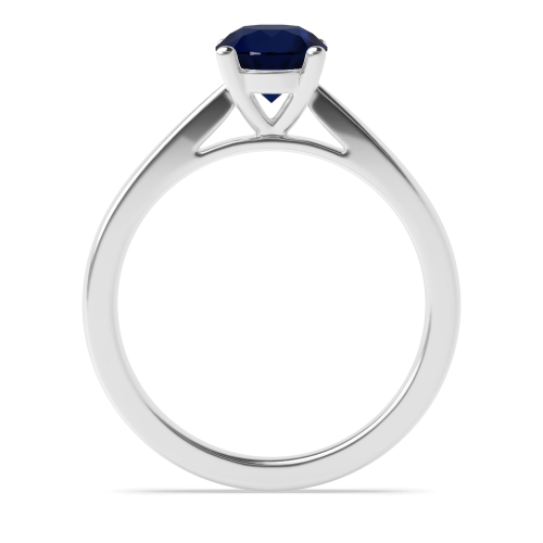 4 Prong Round Raised set classic Blue Sapphire Engagement Rings