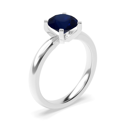 4 Prong Round Starbeam Blue Sapphire Engagement Rings