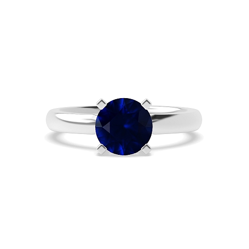 4 Prong Round Starbeam Blue Sapphire Engagement Rings
