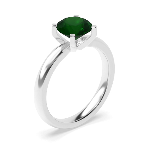 4 Prong Round Starbeam Emerald Engagement Rings