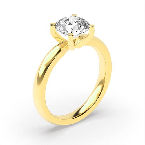 4 Prong Round Yellow Gold Starbeam Engagement Rings