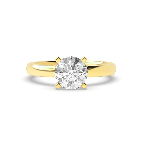 4 Prong Round Yellow Gold Starbeam Engagement Rings
