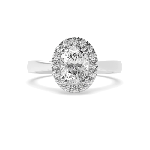 4 Prong Oval Plan Shank Halo Engagement Ring