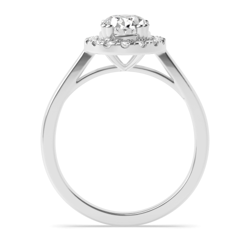 4 Prong Oval Plan Shank Halo Engagement Ring