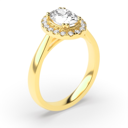 Prong Setting Oval Shape  Halo Diamond Engagement Rings Available in Gold & Platinum