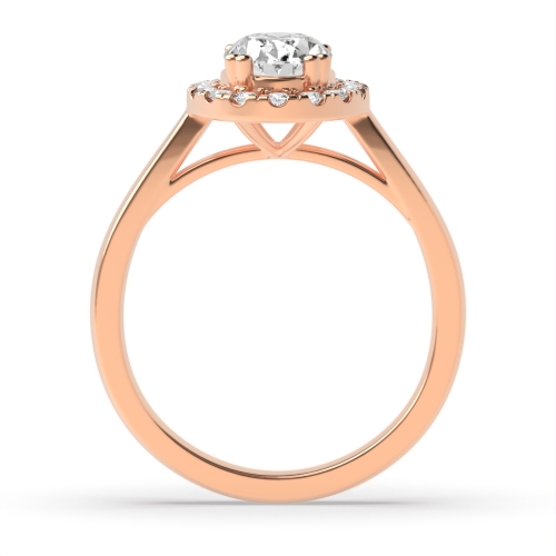 4 Prong Oval Rose Gold Plan shank Halo Engagement Rings
