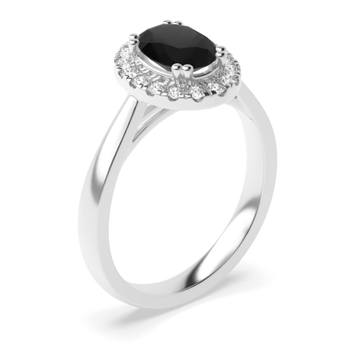 4 Prong Oval Plan shank Black Diamond Engagement Rings