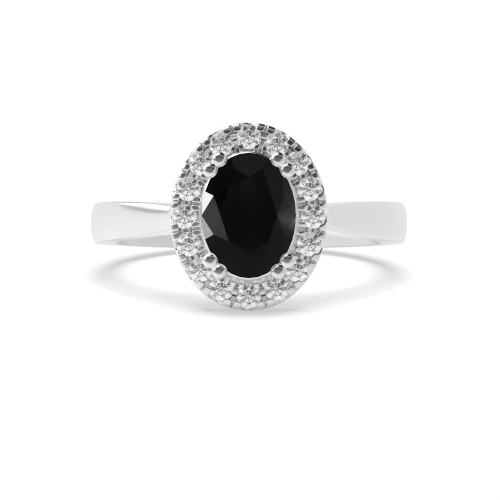 4 Prong Oval Plan shank Black Diamond Engagement Rings
