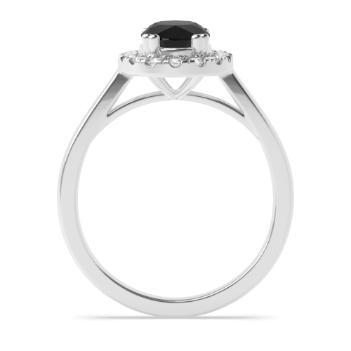 4 Prong Oval Plan shank Black Diamond Engagement Rings