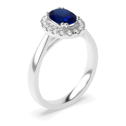 4 Prong Oval Plan shank Blue Sapphire Engagement Rings