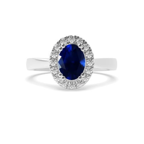 4 Prong Oval Plan shank Blue Sapphire Engagement Rings