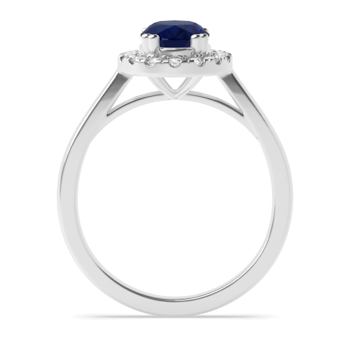 4 Prong Oval Plan shank Blue Sapphire Engagement Rings