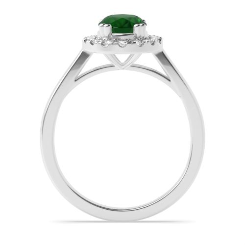 4 Prong Oval Plan shank Emerald Halo Engagement Rings