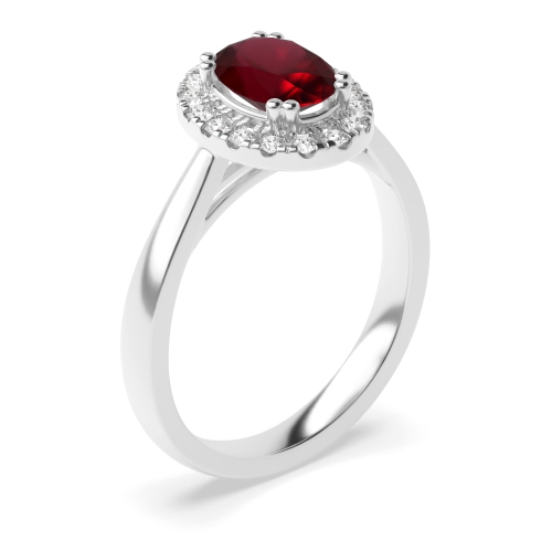 4 Prong Oval Plan shank Ruby Engagement Rings